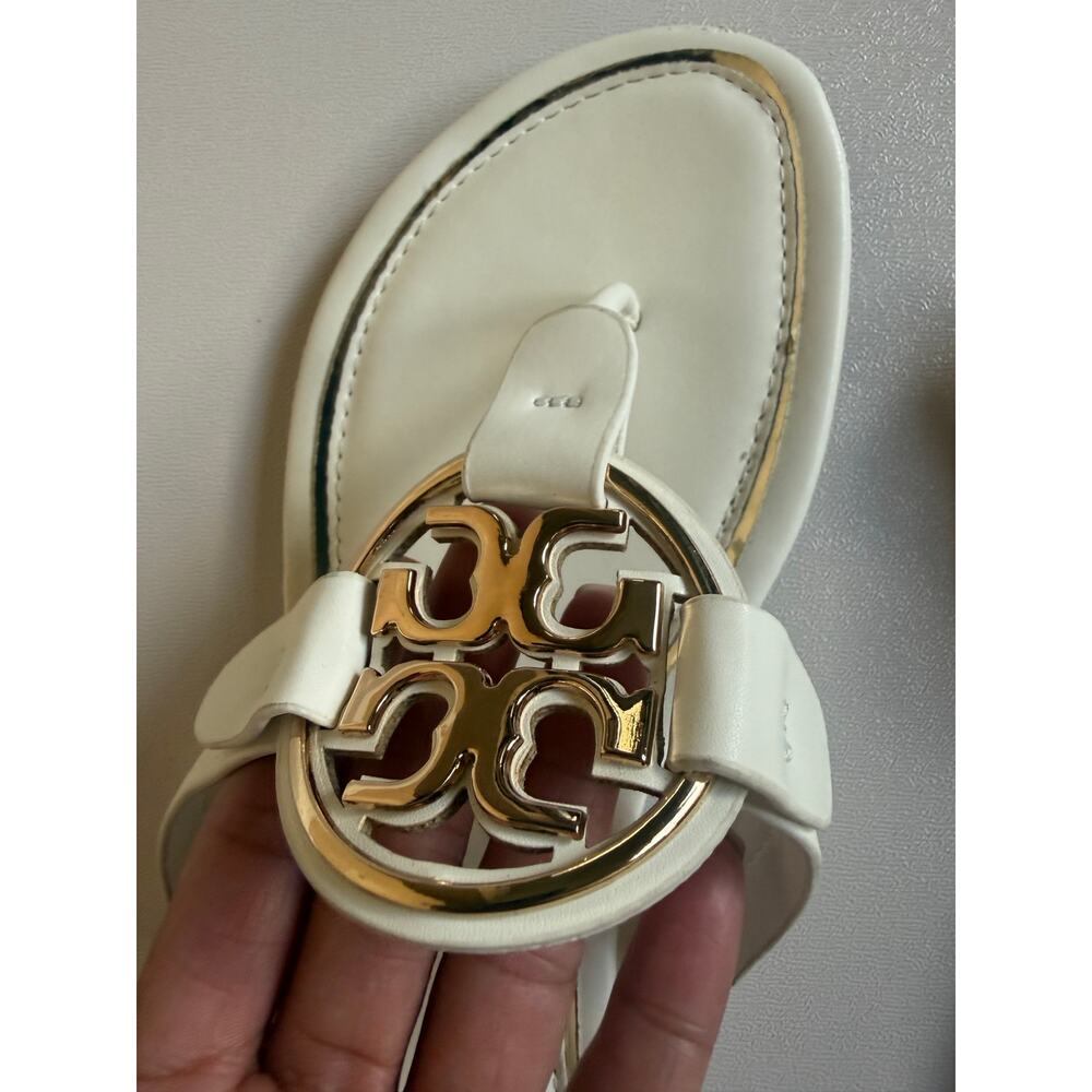 Tory Burch Women's Light Cream / Gold Metal Miller Sandals Size 42/12 - Picture 6 of 11